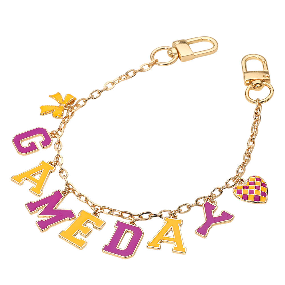 iLLASPARKZ Football GAME DAY Message Bow Heart Charm Station Bag Chain Charm
