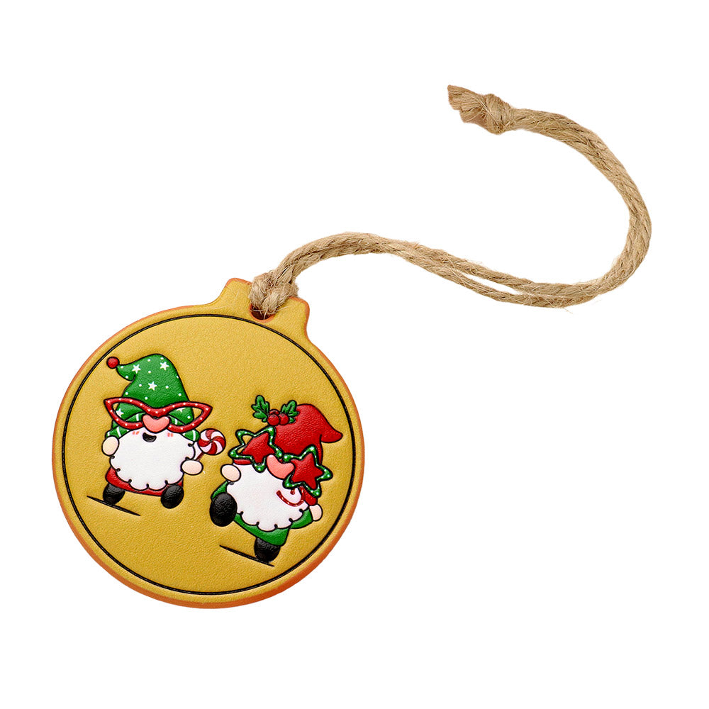 iLLASPARKZ Faux Leather Embossed Dwarf Round Christmas Tree Ornament