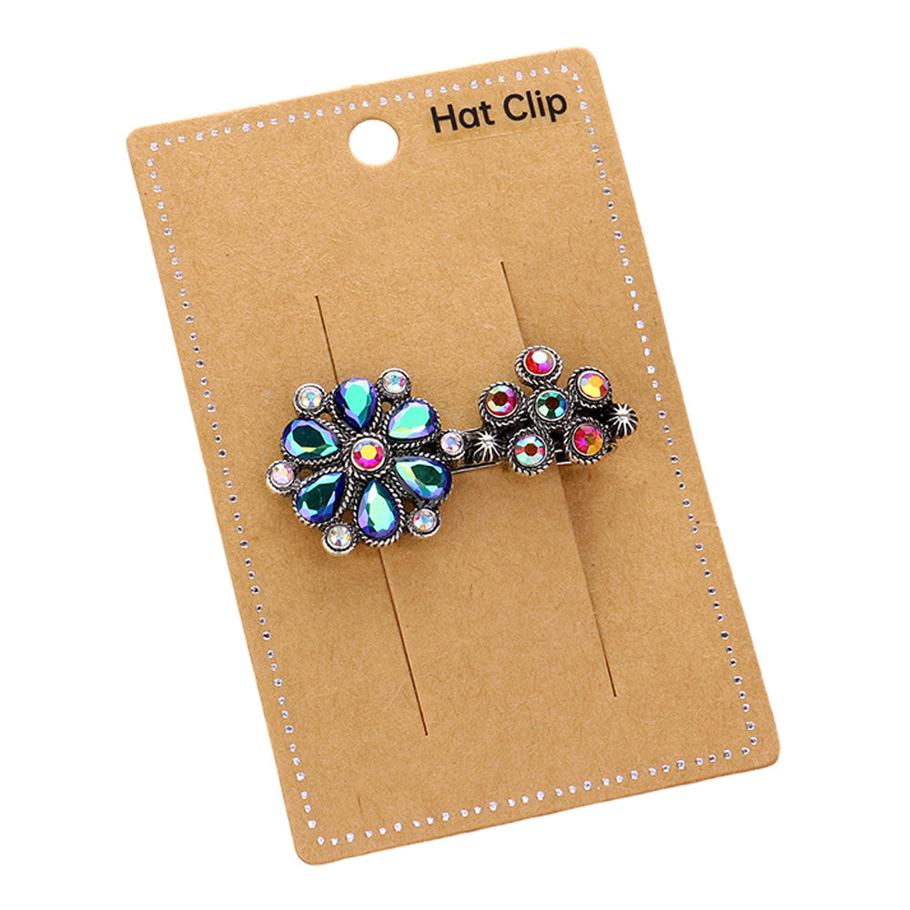 iLLASPARKZ Stone Embellished Western Flower Hat Clip
