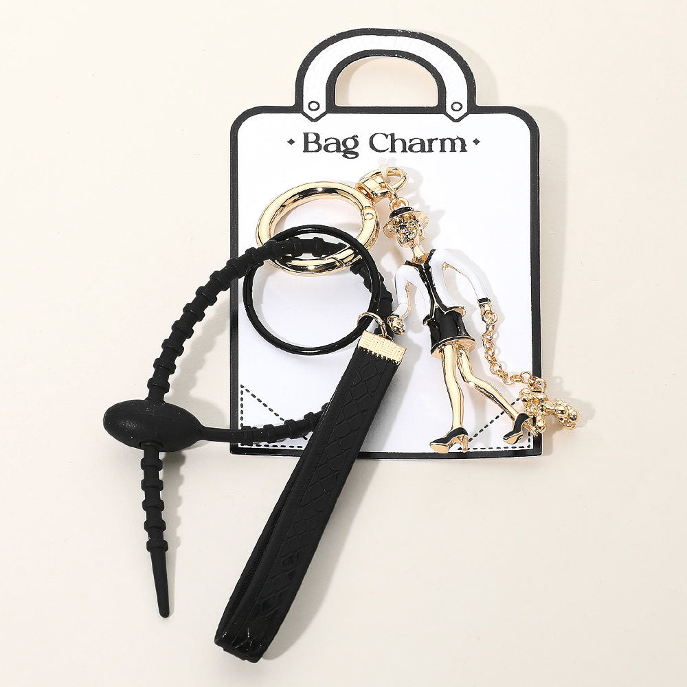 iLLASPARKZ SECRET BOX_Enamel Lady with a Dog bag Charm / Keychain