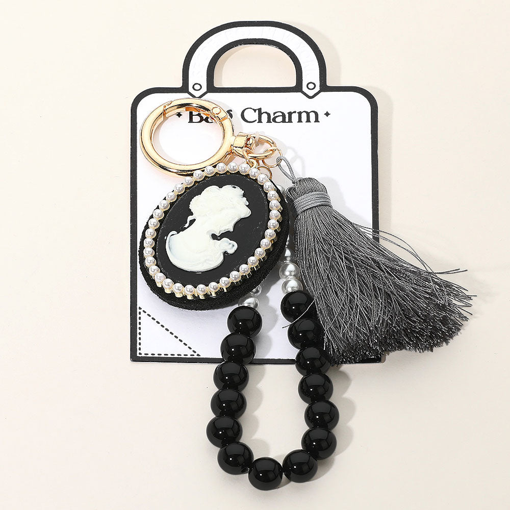iLLASPARKZ SECRET BOX_Cameo Tassel Shamballa Ball Beaded Bag Charm / Keychain