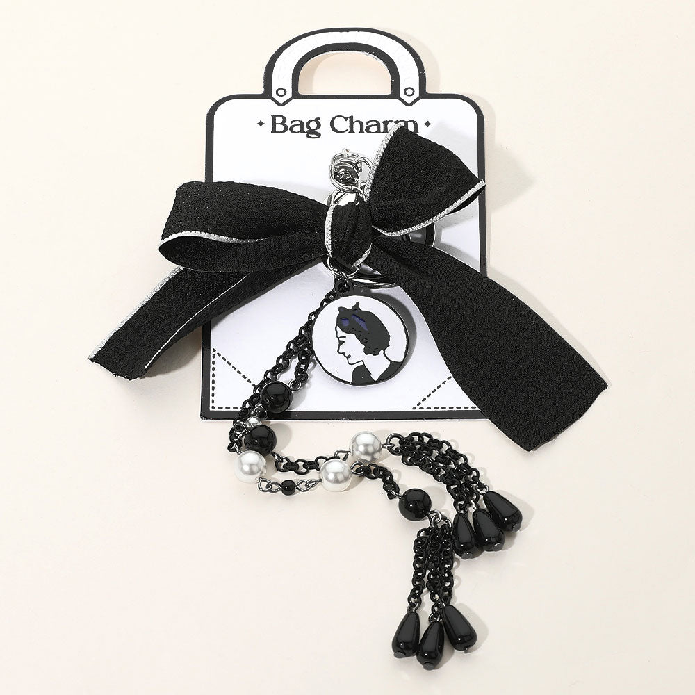 iLLASPARKZ SECRET BOX_Vintage Cameo Bow Pearl Chain Bag Charm / Keychain