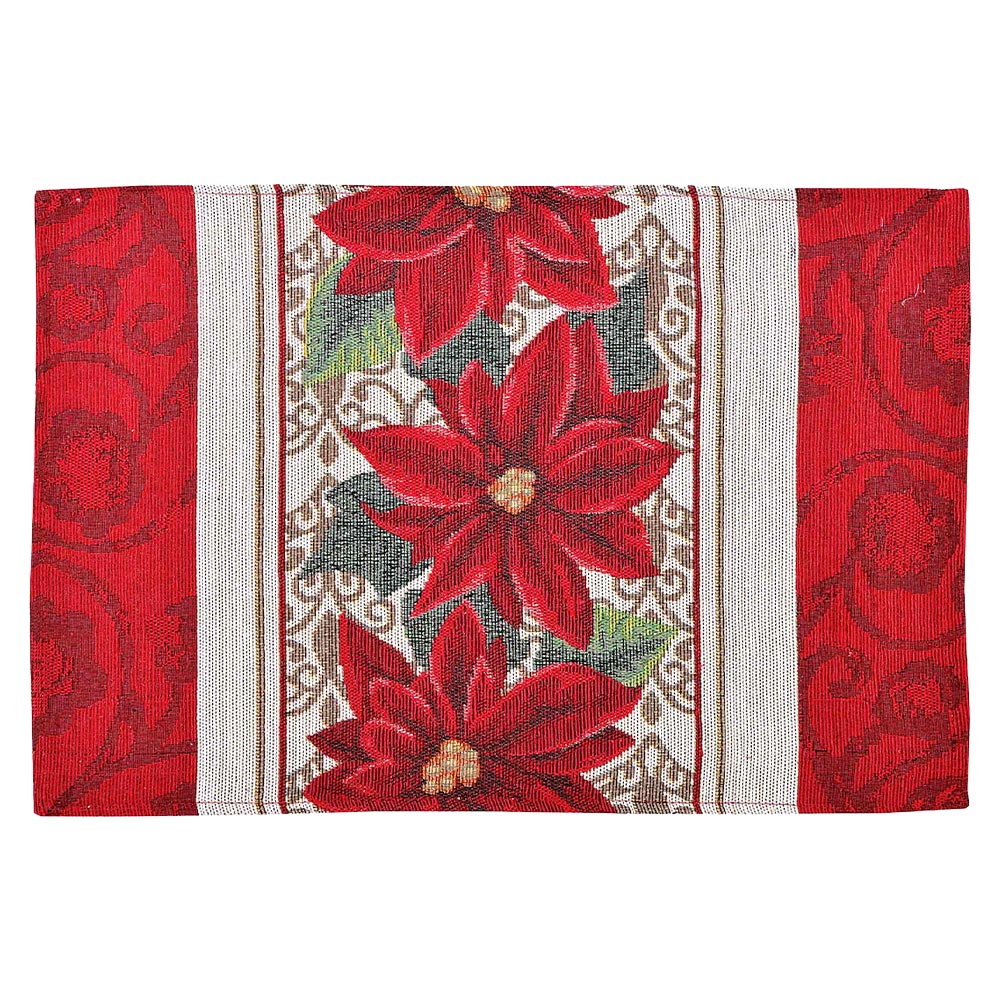 iLLASPARKZ Merry Christmas Poinsettia Flower Tapestry Placemat