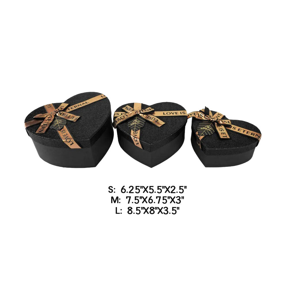 iLLASPARKZ 3PCS -  Heart Shaped LOVE Message Ribbon Gift Box Set