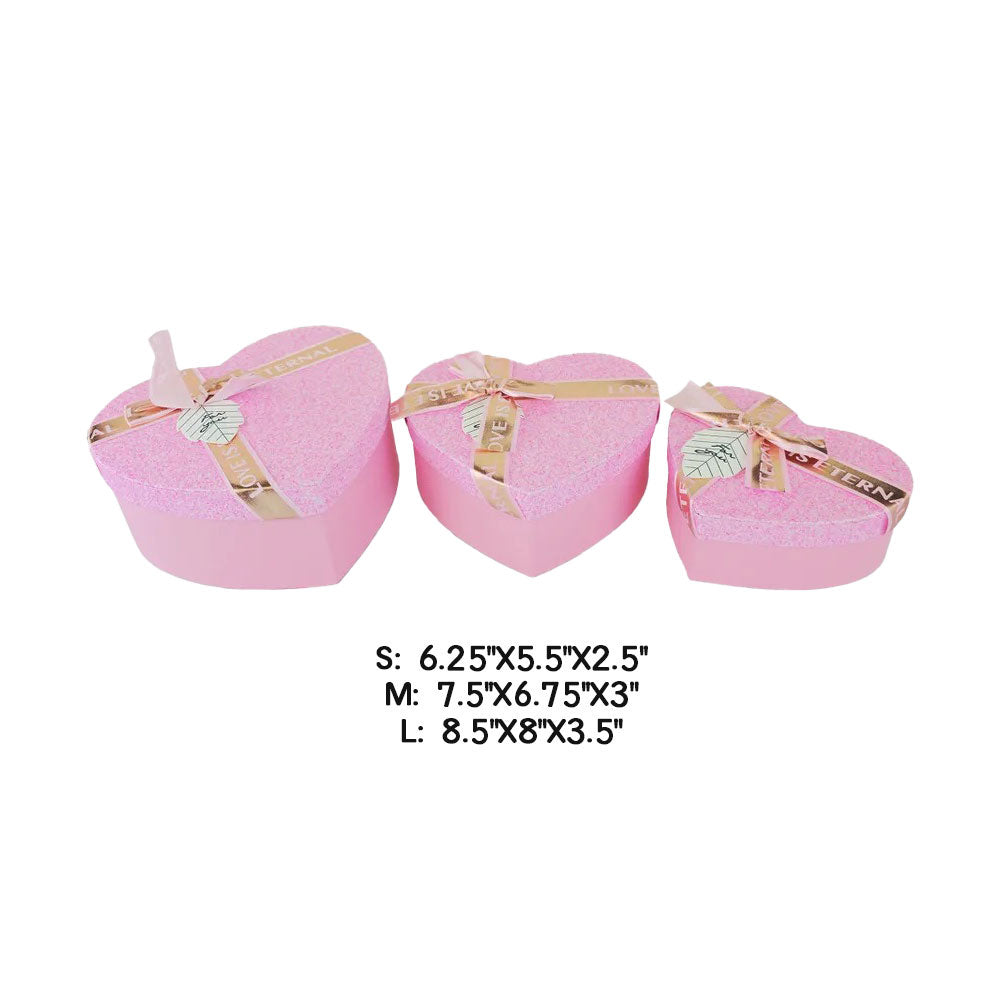iLLASPARKZ 3PCS -  Heart Shaped LOVE Message Ribbon Gift Box Set