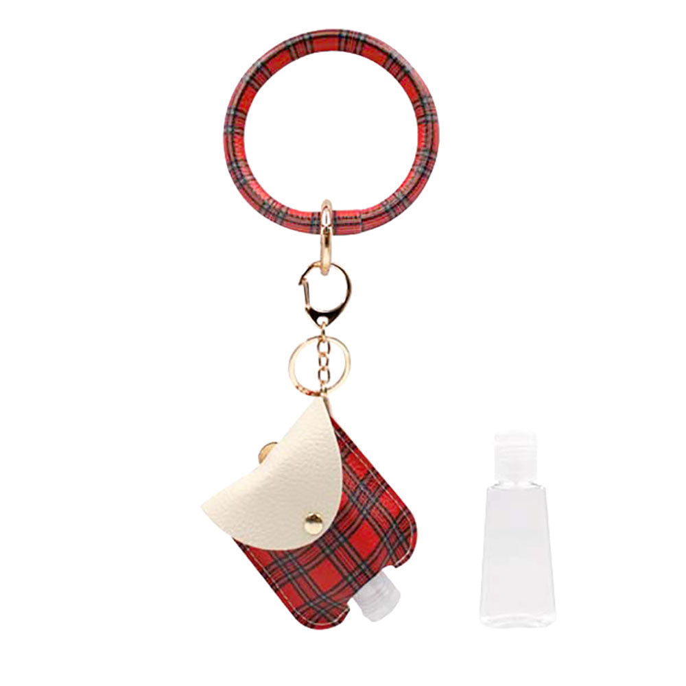 iLLASPARKZ Santa Claus Faux Leather Case with Empty Hand Sanitizer Bottle Set Keychain