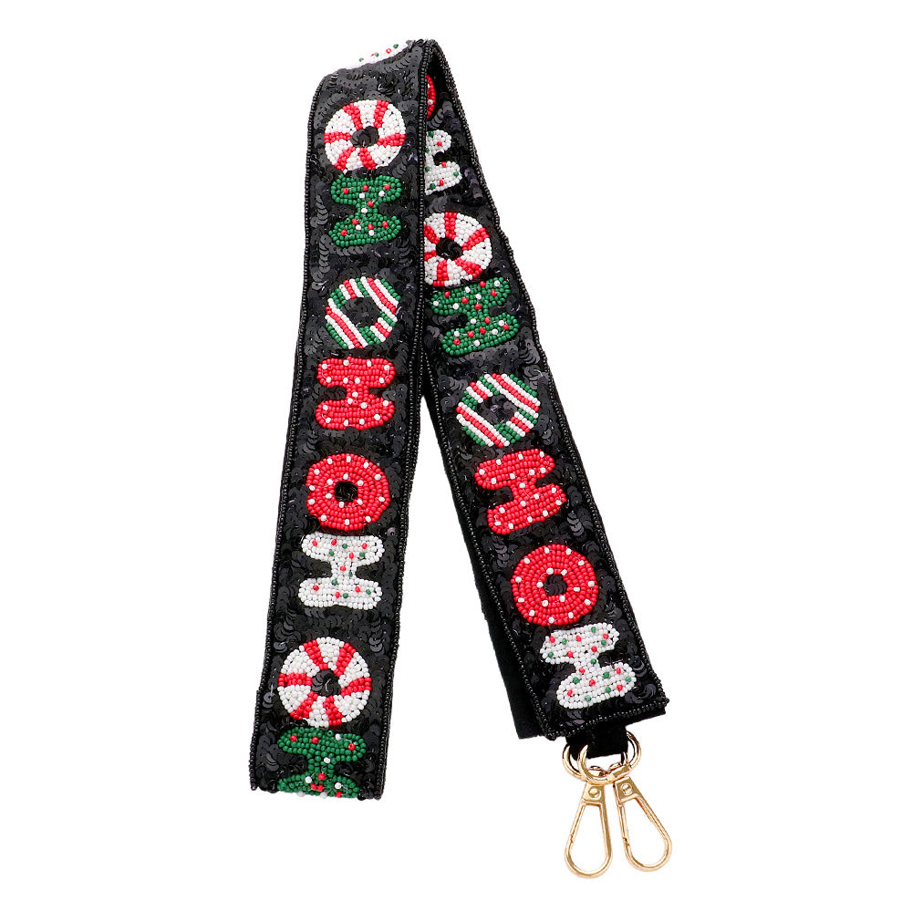 iLLASPARKZ HOHOHO Christmas Message Seed Beaded Bag Strap