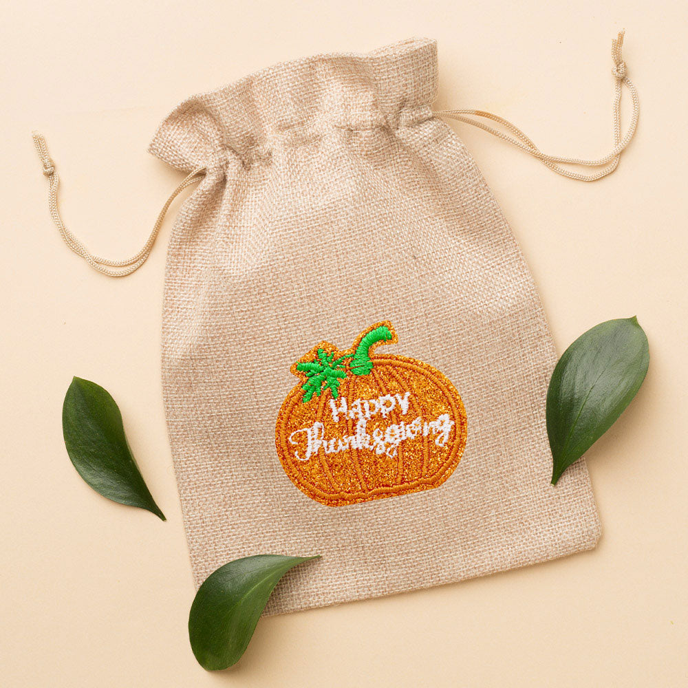 iLLASPARKZ HAPPY THANKSGIVING Message Pumpkin Iron On Patch