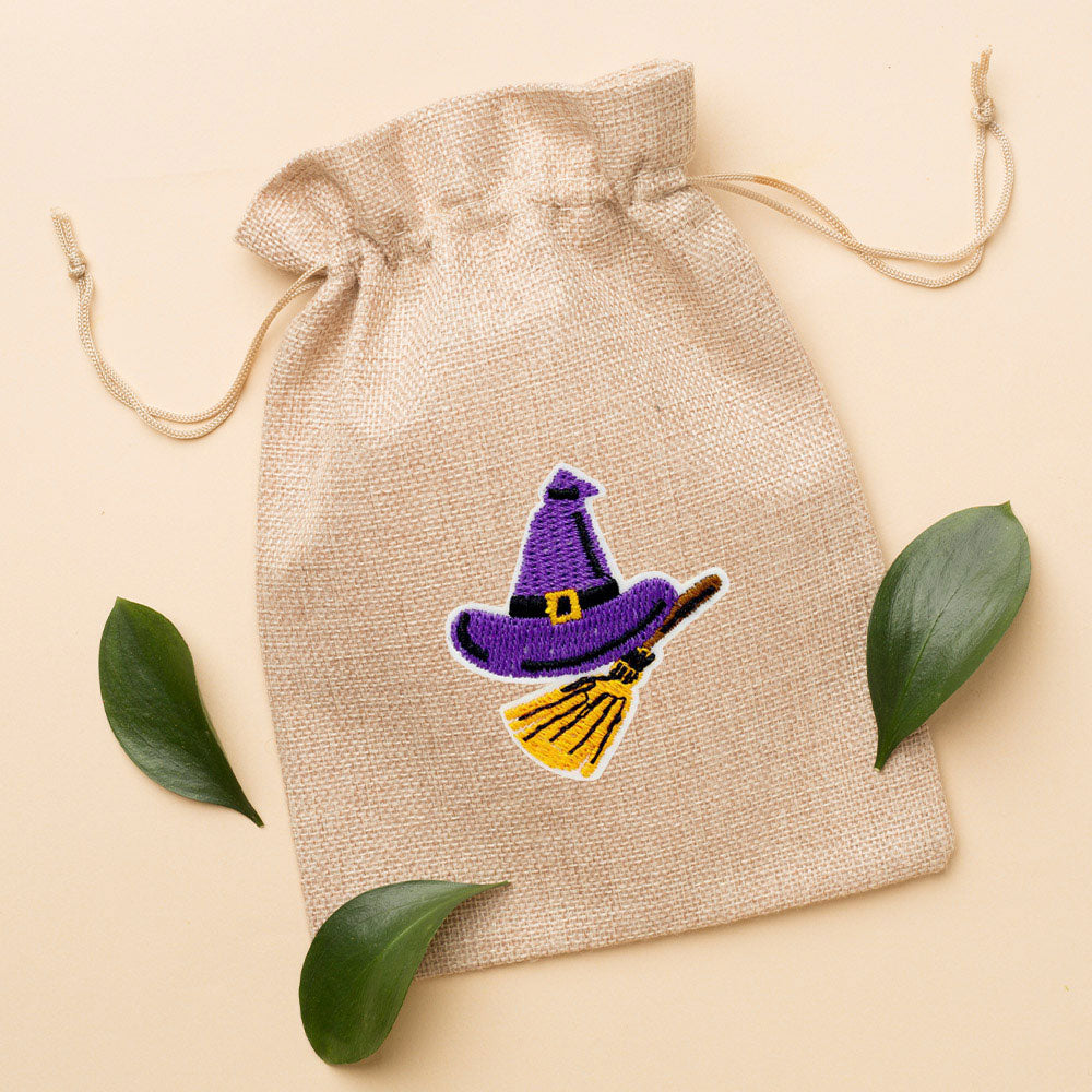 iLLASPARKZ Witch Hat Broom Iron On Patch