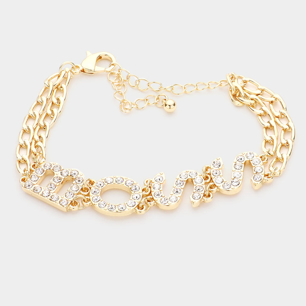 iLLASPARKZ BOSS Rhinestone Embellished Message Bracelet