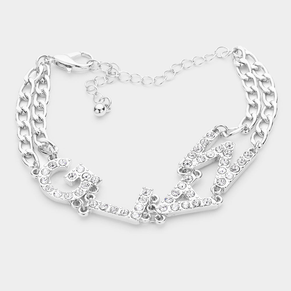 iLLASPARKZ GLAM Rhinestone Embellished Message Bracelet