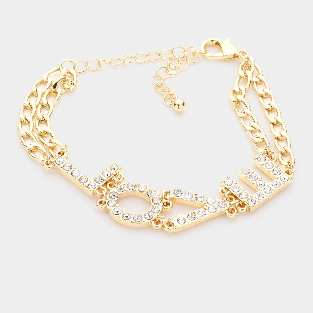 iLLASPARKZ LOVE Rhinestone Embellished Message Bracelet