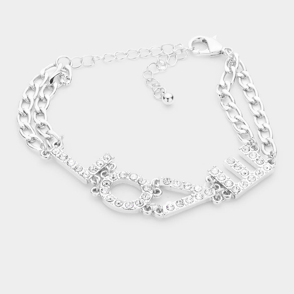 iLLASPARKZ LOVE Rhinestone Embellished Message Bracelet