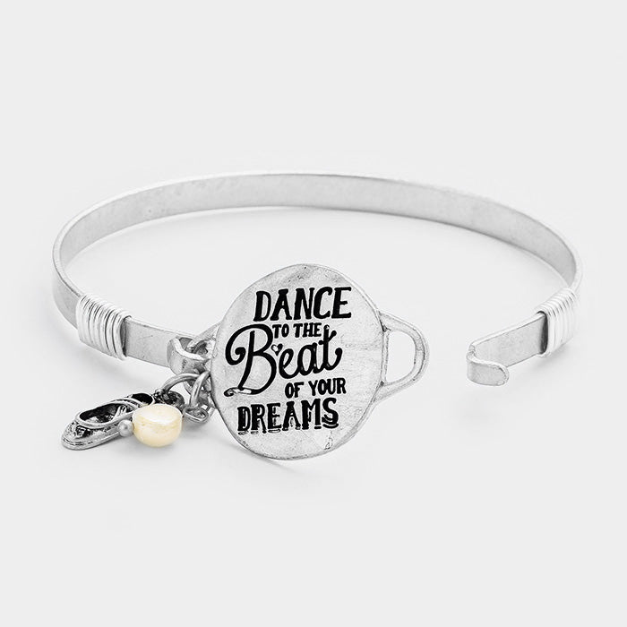 iLLASPARKZ Metal Disc Ballet Shoe Pearl Charms Hook Bracelet