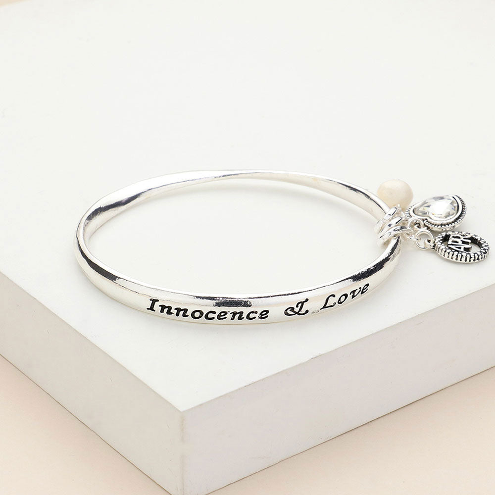'Innocence & Love' April Heart Birthday Stone Charm Bracelet