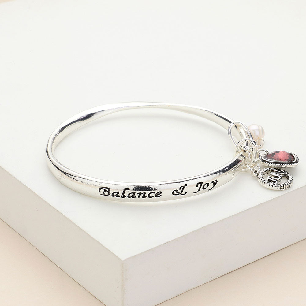 'Balance & Joy' June Heart Birthday Stone Charm Bracelet