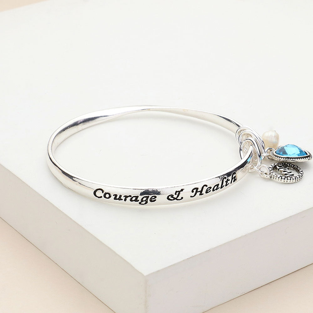 'Courage & Health' March Heart Birthday Stone Charm Bracelet