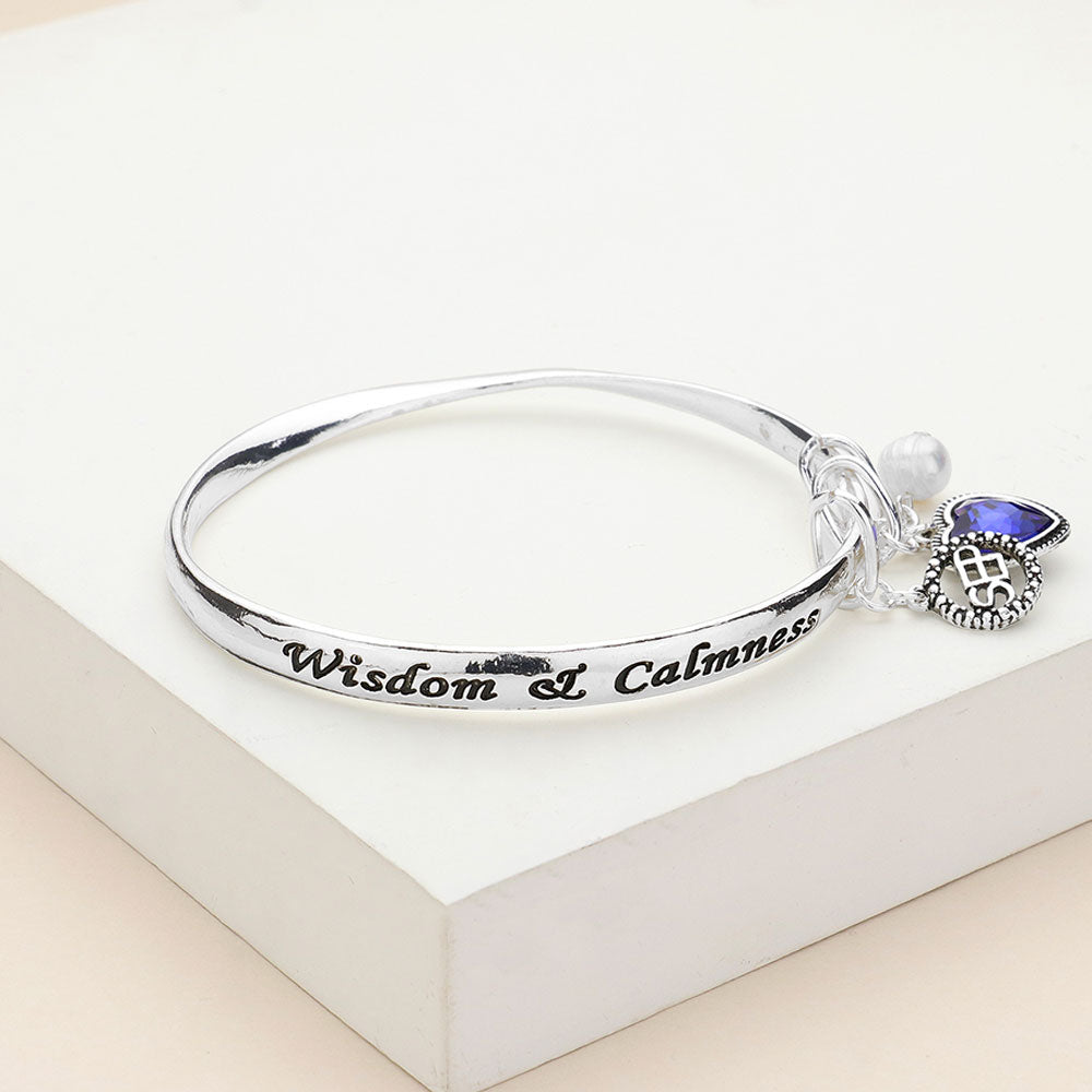 'Wisdom & Calmness' September Heart Birthday Stone Charm Bracelet
