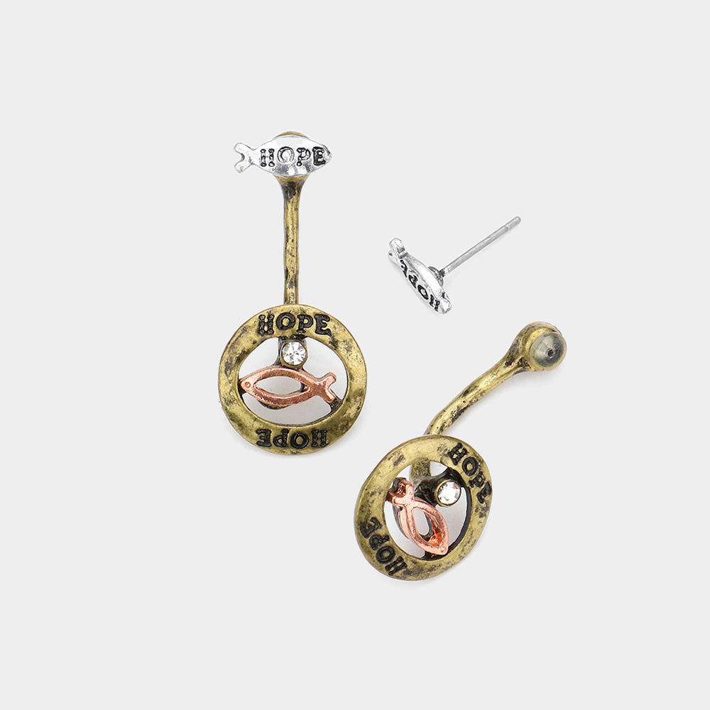 iLLASPARKZ Hope Message Ichthys Ear Jacket Earrings