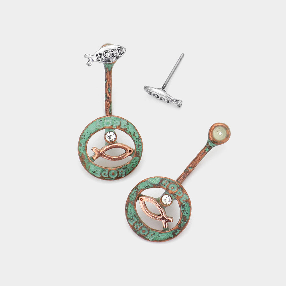 iLLASPARKZ Hope Message Ichthys Ear Jacket Earrings