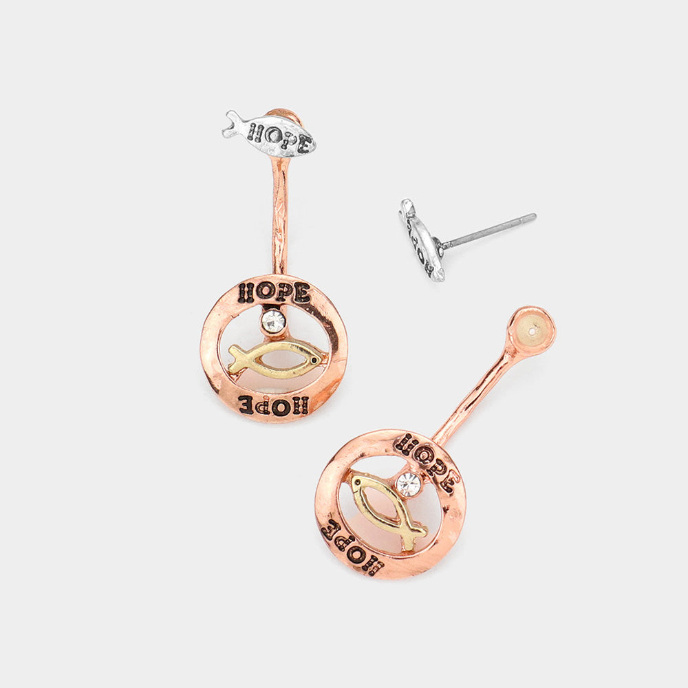 iLLASPARKZ Hope Message Ichthys Ear Jacket Earrings