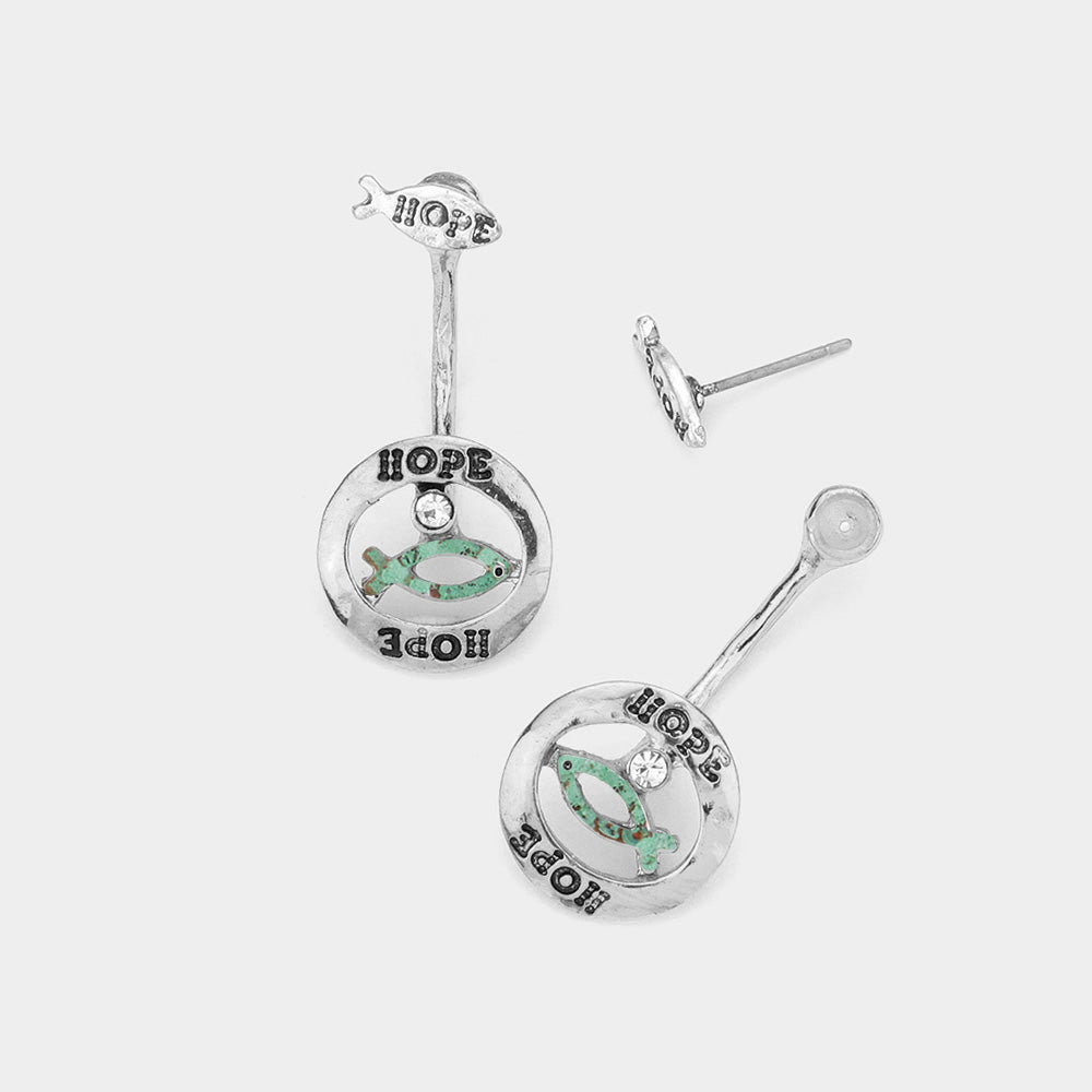 iLLASPARKZ Hope Message Ichthys Ear Jacket Earrings