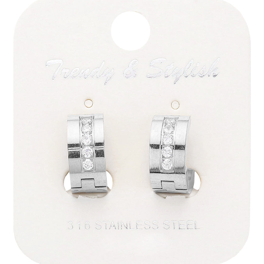iLLASPARKZ Round CZ Stone Paved Huggie Hoop Earrings