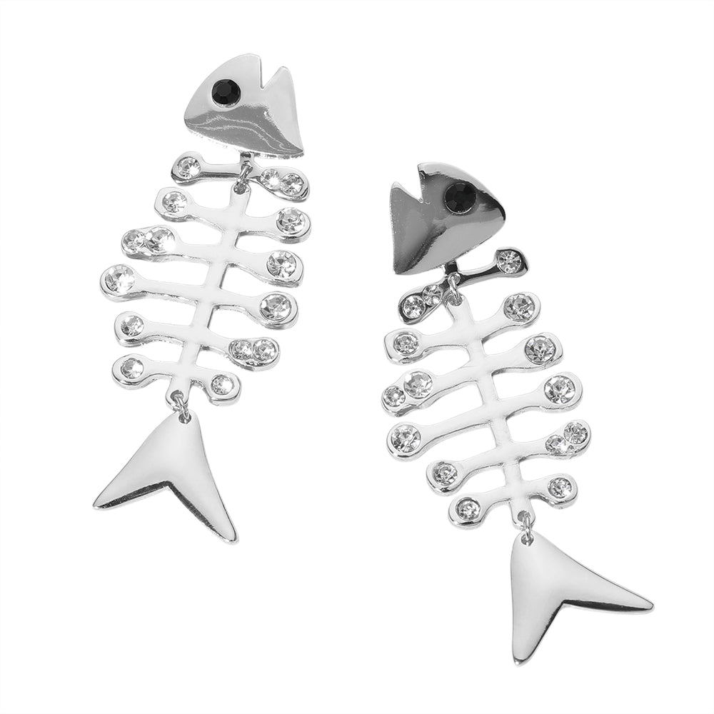 iLLASPARKZ Oversized Stone Embellished Fish Earrings