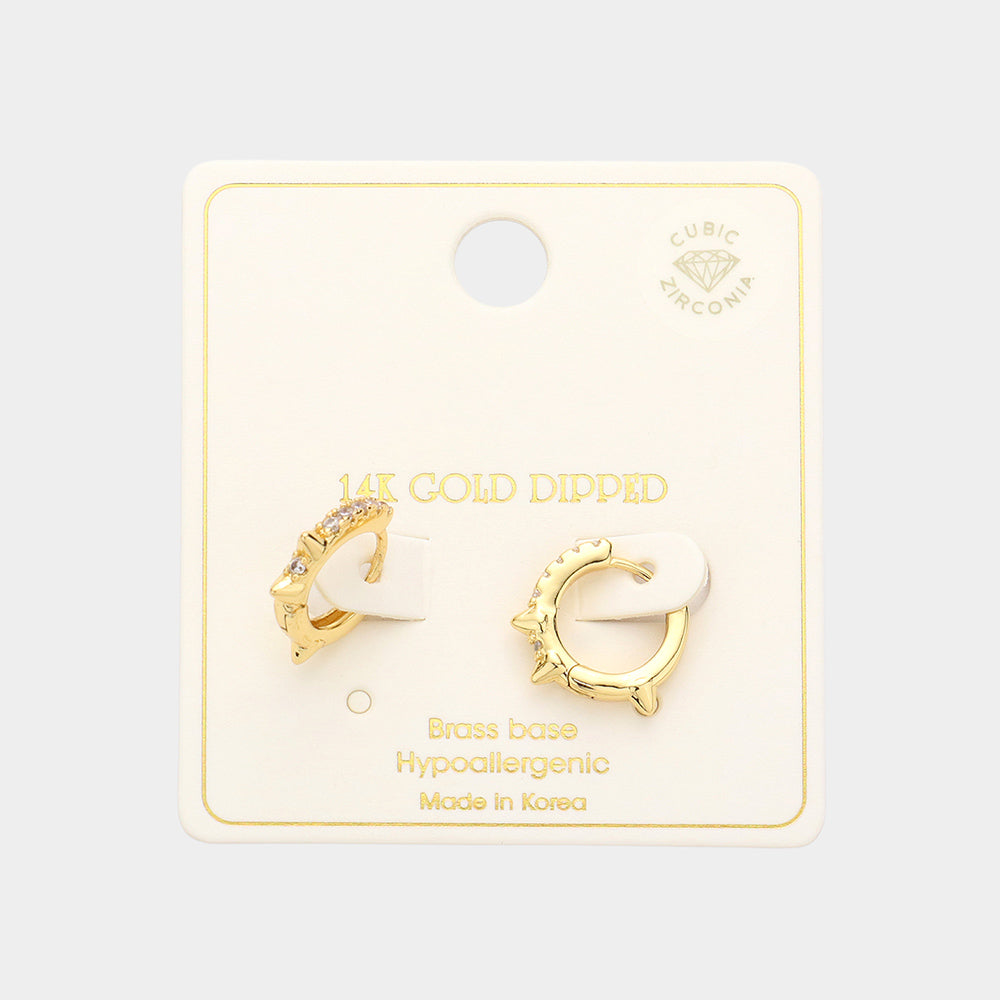 iLLASPARKZ 14K Gold Dipped Brass Metal CZ Huggie Hoop Earrings