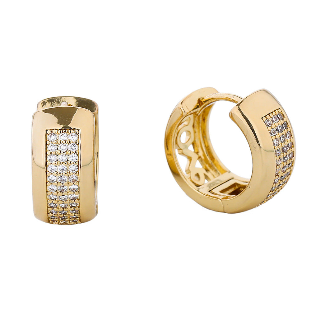 iLLASPARKZ 14K Gold Dipped CZ Paved Huggie Hoop Earrings