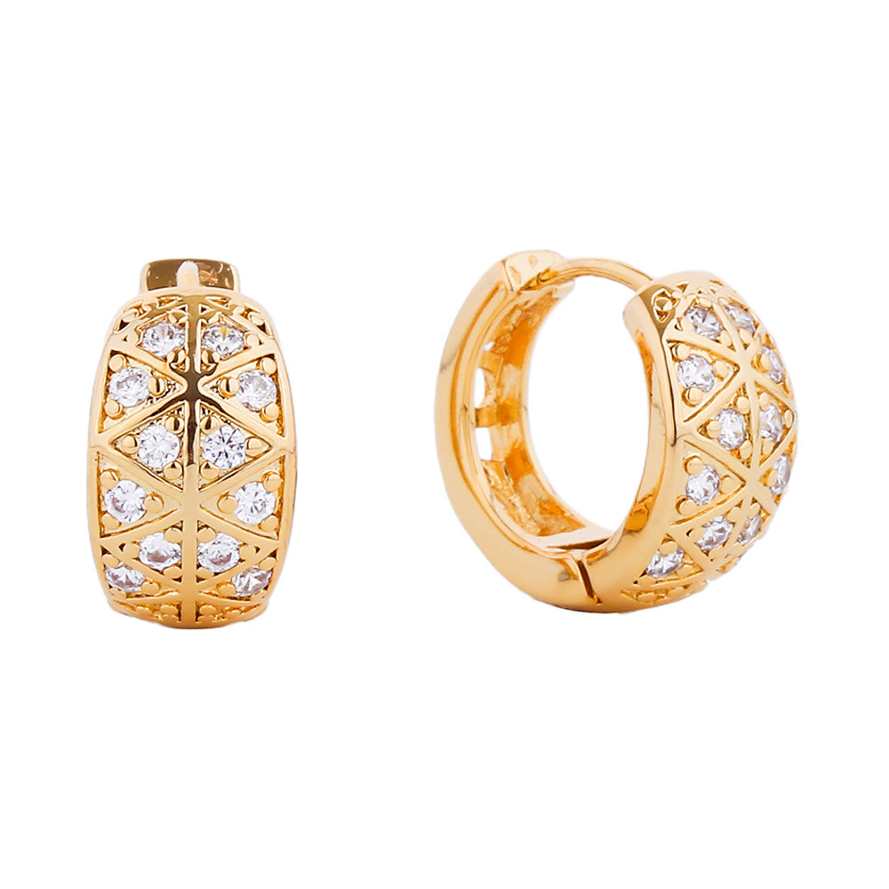 iLLASPARKZ 14K Gold Dipped CZ Paved Huggie Hoop Earrings
