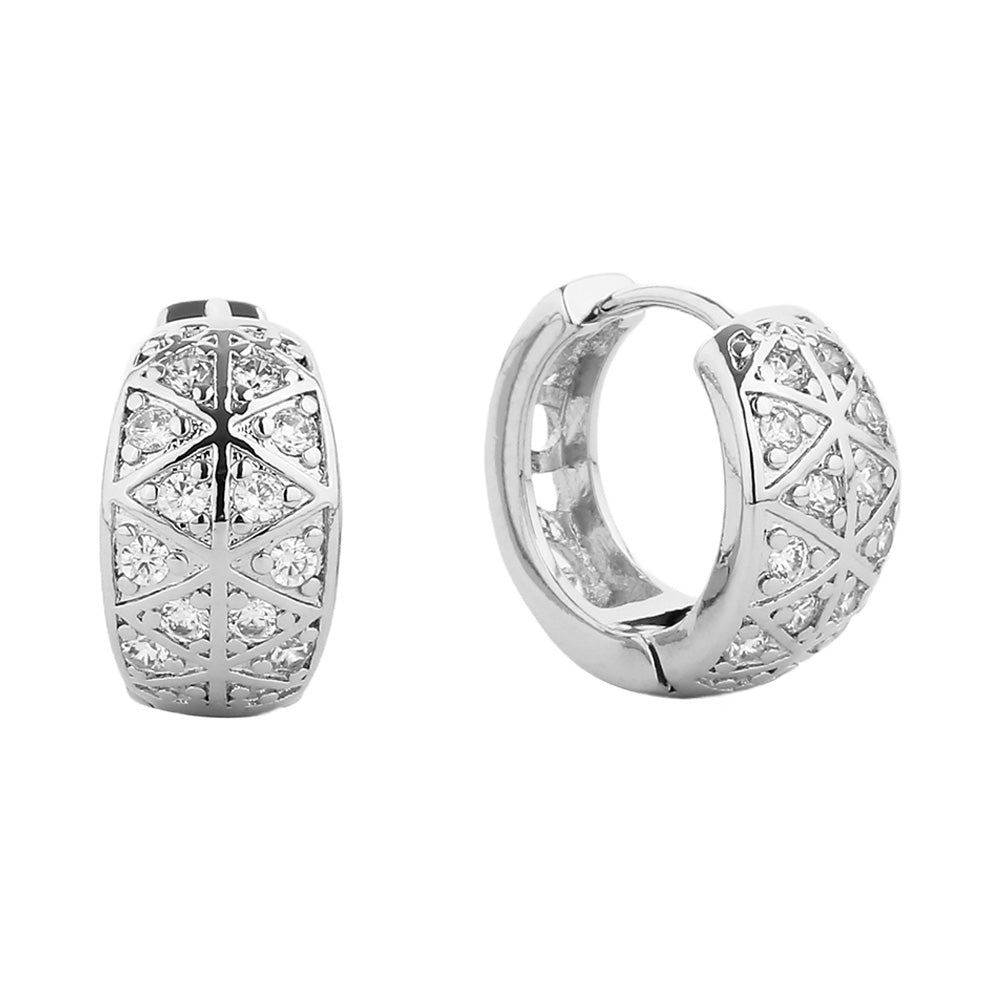 iLLASPARKZ 14K White Gold Dipped CZ Paved Huggie Hoop Earrings