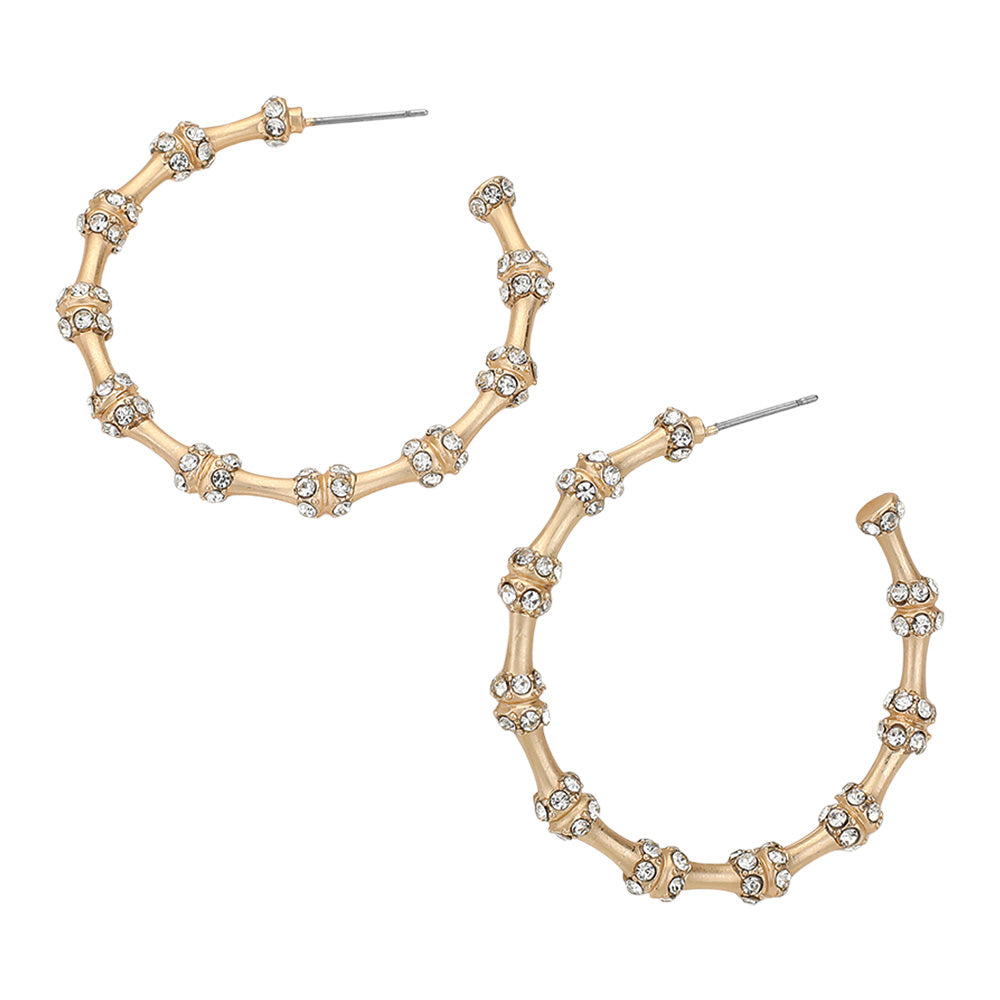 iLLASPARKZ Stone Paved Bamboo Hoop Earrings