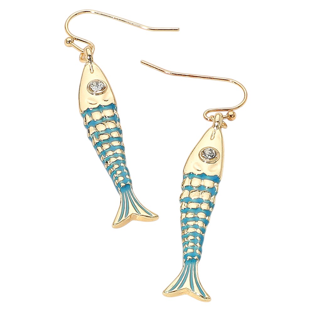 iLLASPARKZ Stone Accent Fish Dangle Earrings