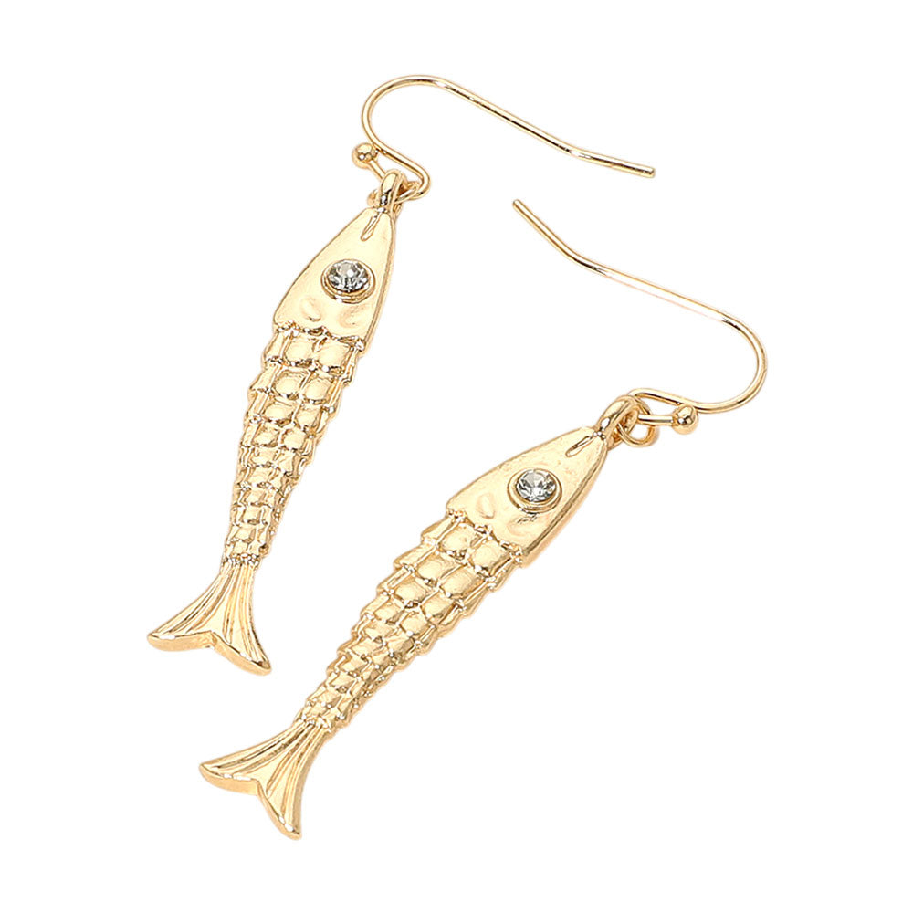 iLLASPARKZ Stone Accent Fish Dangle Earrings