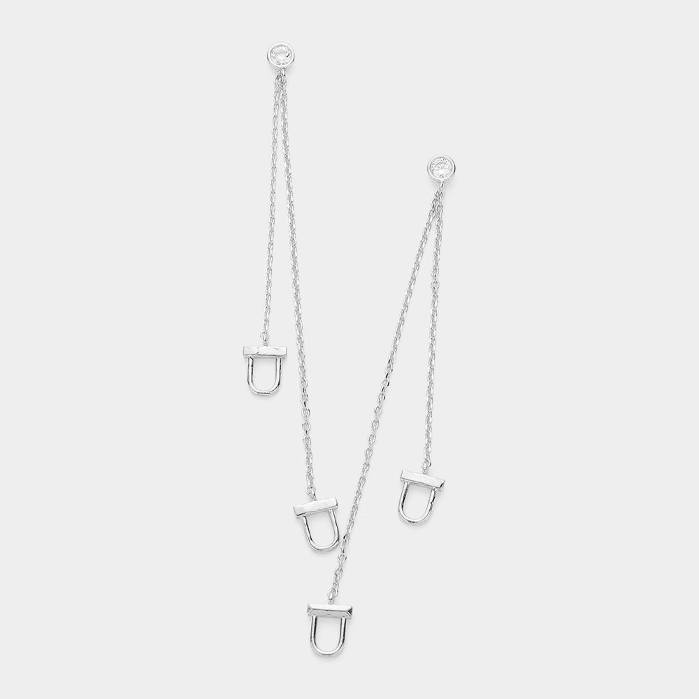 iLLASPARKZ Brass Metal Horseshoe Tip Dropdown Earrings