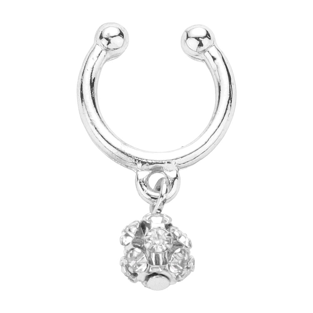 iLLASPARKZ 1PC - Stone Ball Dangle Metal Nose Cuff