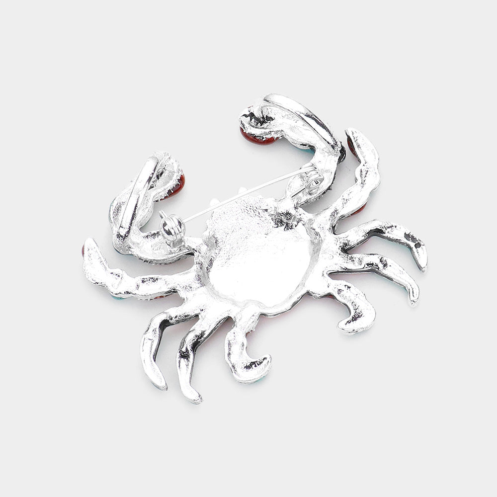 iLLASPARKZ Enamel Crab Pendant / Pin Brooch Set