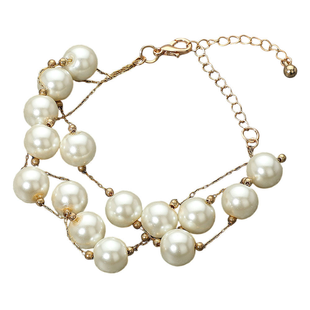 iLLASPARKZ Handmade Layered Pearl Cluster Station Bracelet