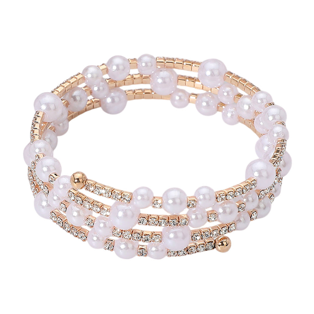 iLLASPARKZ Stone Paved Pearl Embellished Adjustable Evening Bracelet