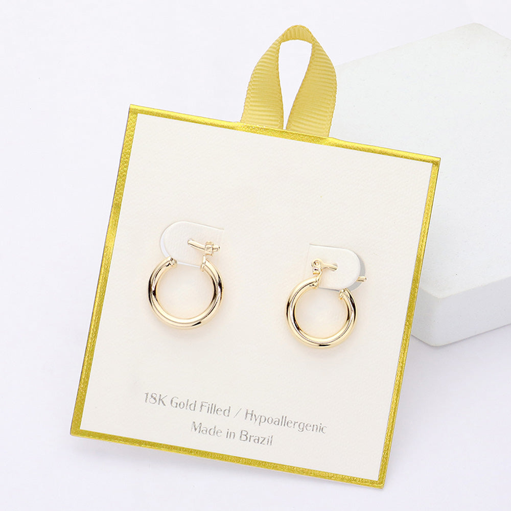 iLLASPARKZ 18K Gold Filled Hypoallergenic Mini Hoop Pin Catch Earrings