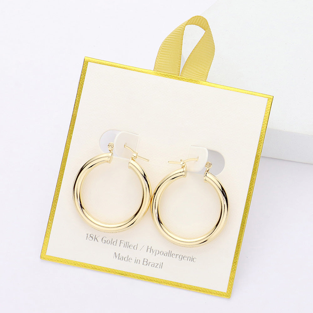iLLASPARKZ 18K Gold Filled Hypoallergenic Pin Catch Hoop Earrings