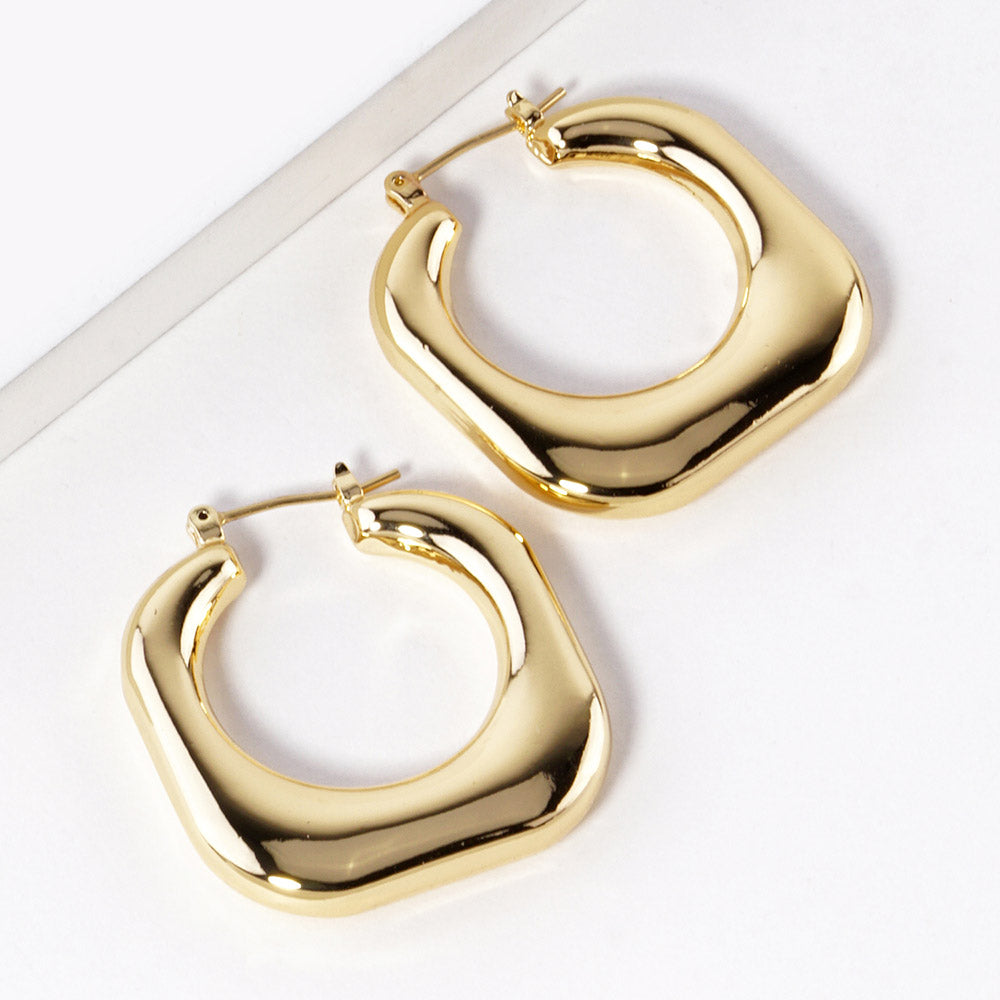 iLLASPARKZ Gold Dipped Square Metal Hoop Pin Catch Earrings