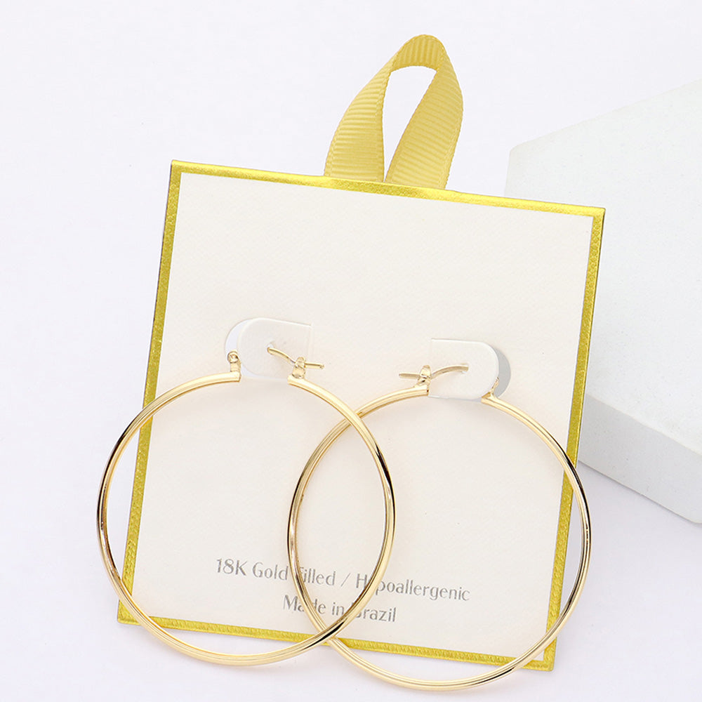 iLLASPARKZ 18K Gold Filled Hypoallergenic Pin Catch Hoop Earrings