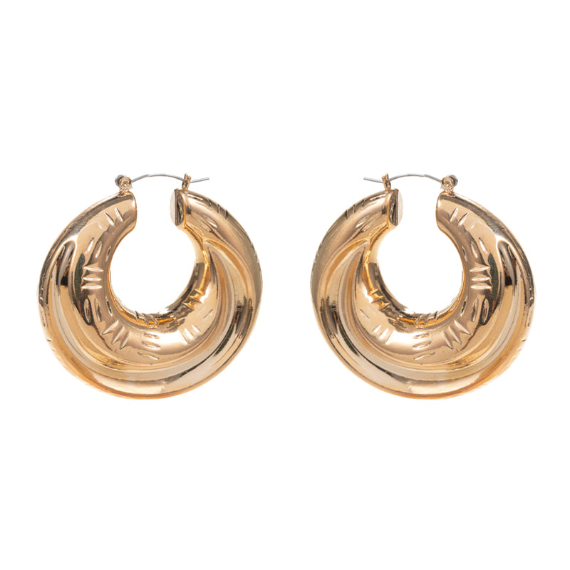 iLLASPARKZ Textured Metal Boho Hoop Pin Catch Earrings