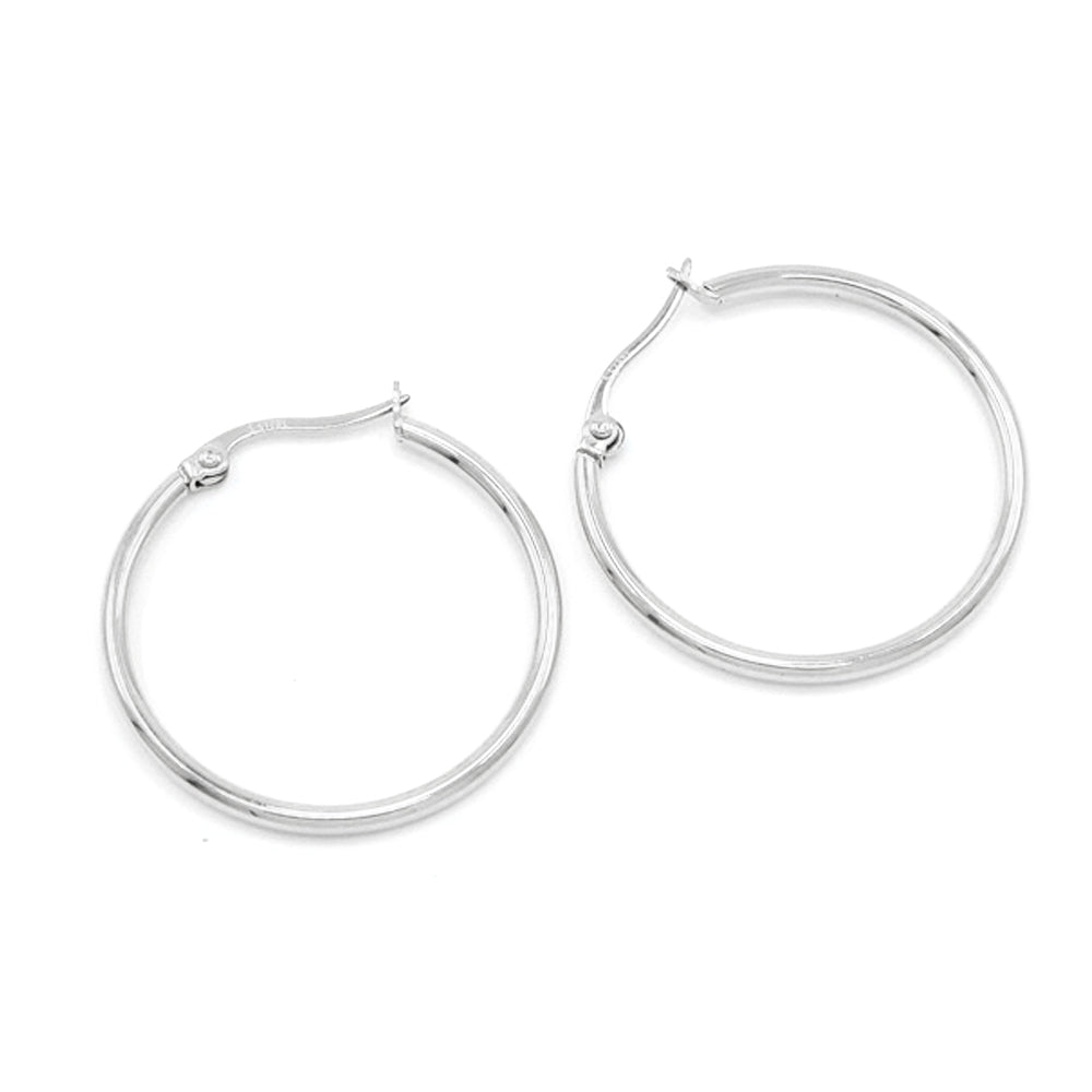 iLLASPARKZ Stainless Steel 2 Inch Metal Hoop Pin Catch Earrings