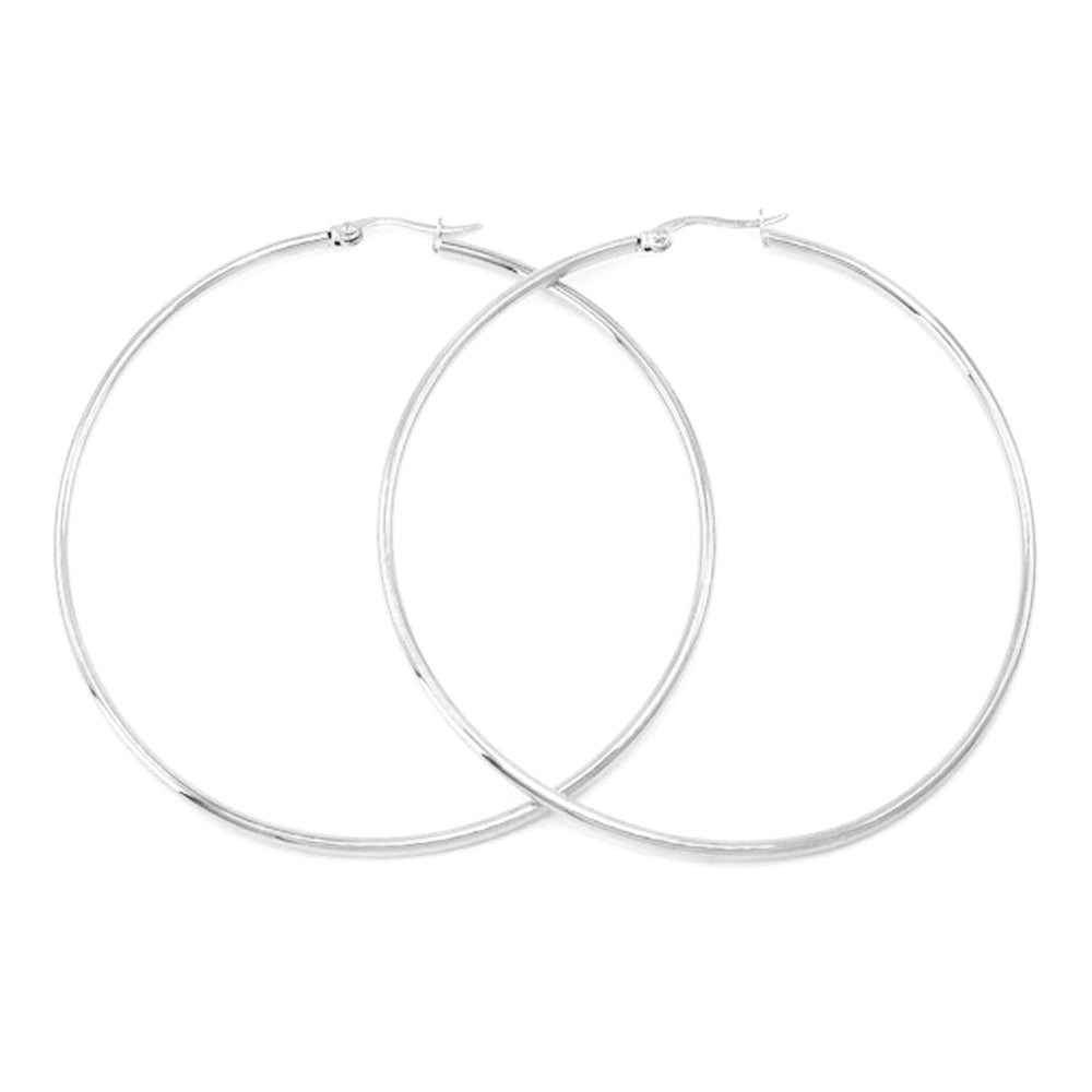 iLLASPARKZ Stainless Steel 3.5 Inch Metal Hoop Pin Catch Earrings