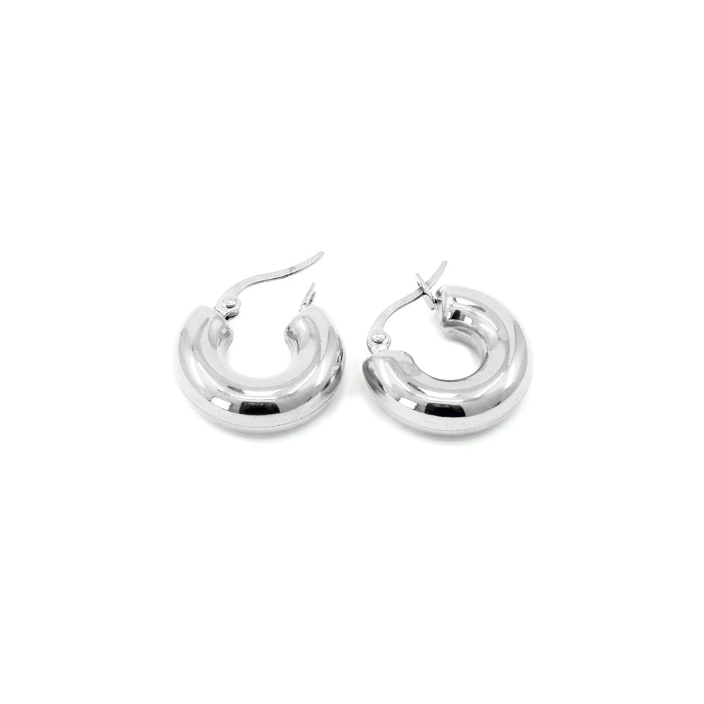 iLLASPARKZ Stainless Steel 0.75 Inch Metal Hoop Pin Catch Earrings