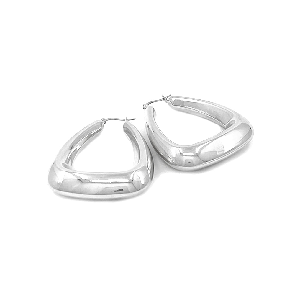 iLLASPARKZ Stainless Steel 2.1 Inch Metal Trapezoid Hoop Pin Catch Earrings