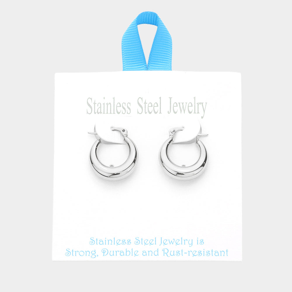 iLLASPARKZ Stainless Steel 0.75 Inch Metal Hoop Pin Catch Earrings